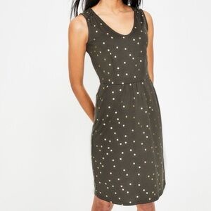 Boden Women’s Melinda Jersey Dress Size 4 Green & Gold Polka Dot